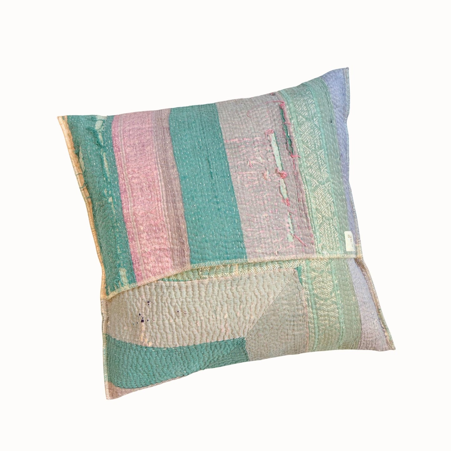 Coussin indien rayé en kantha Hindima