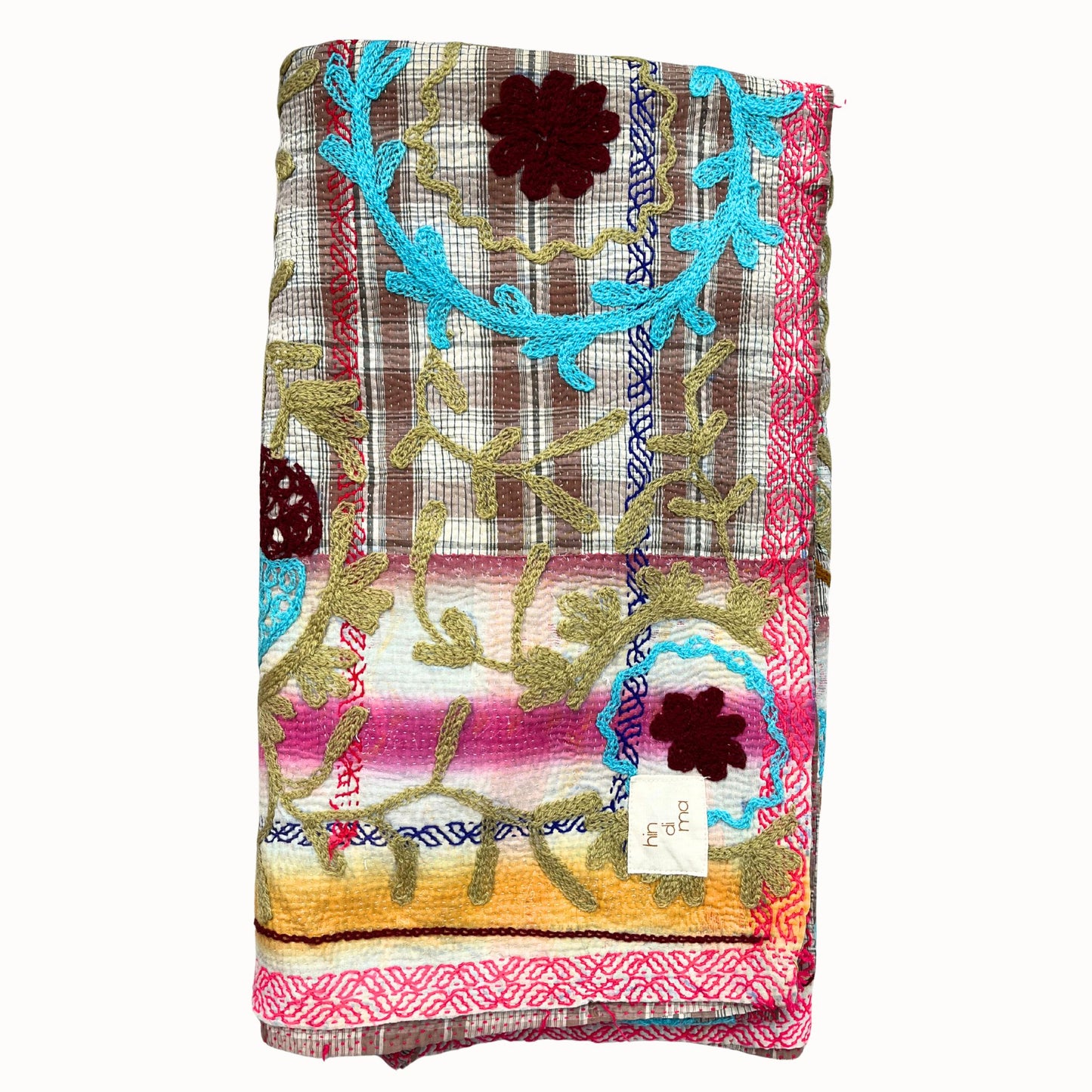 Plaid Kantha brodé