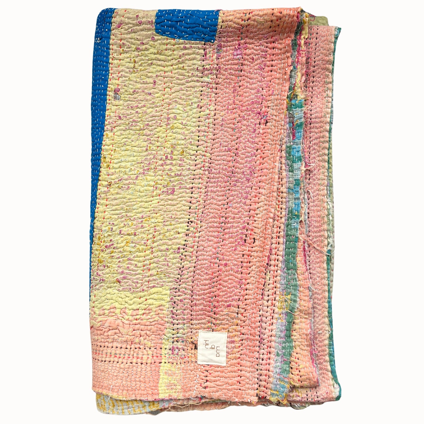Plaid Kantha rose et jaune