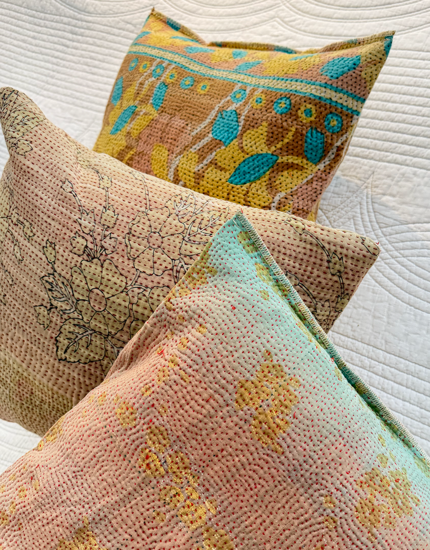 Coussins kantha Hindima, motif indien