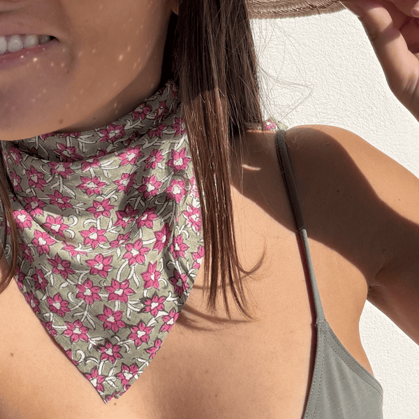 Bandana rose & gris