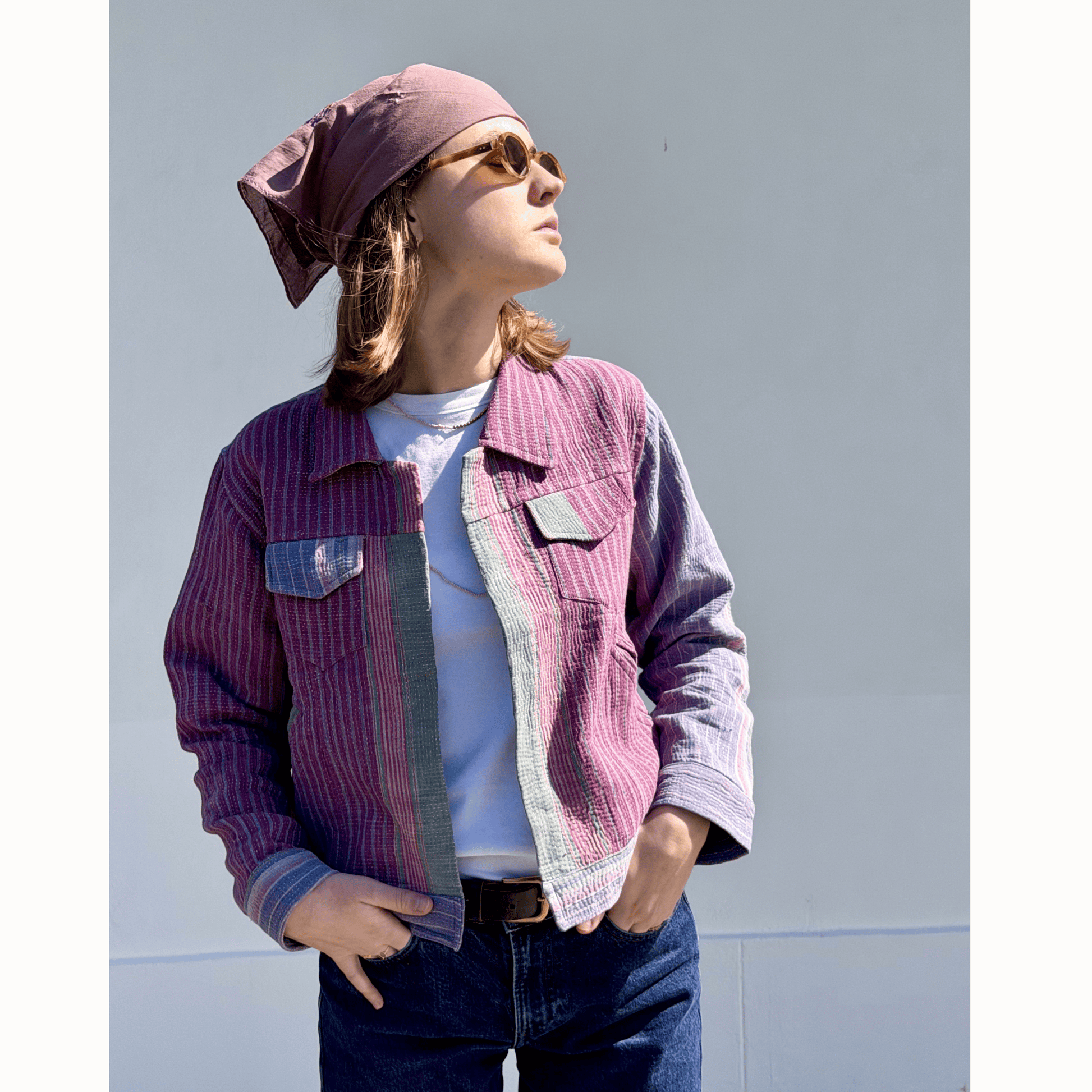 Blouson Hindima en kantha violet