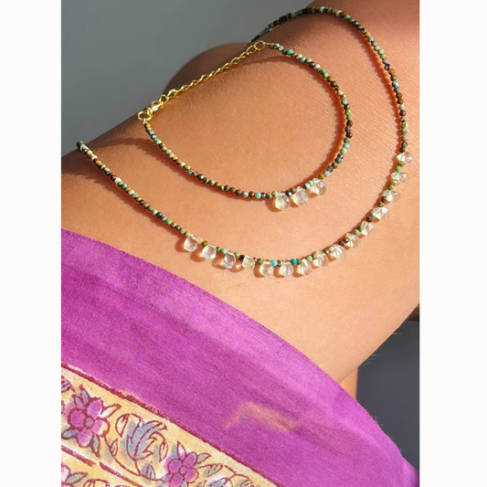 Collier et bracelet en améthyste verte