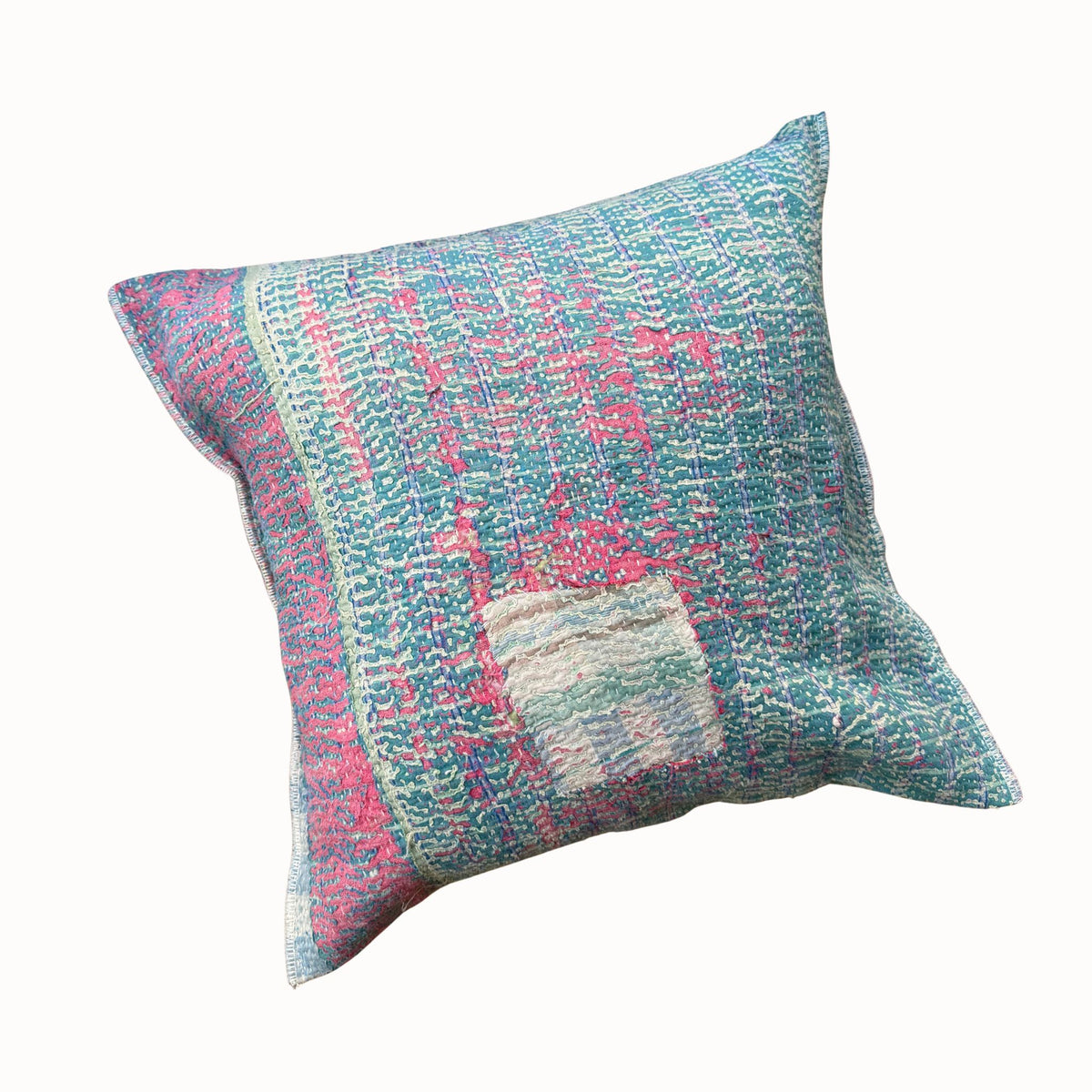 Coussin Lassi bleu & rose