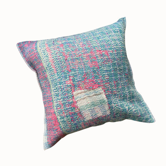 Coussin Lassi bleu & rose