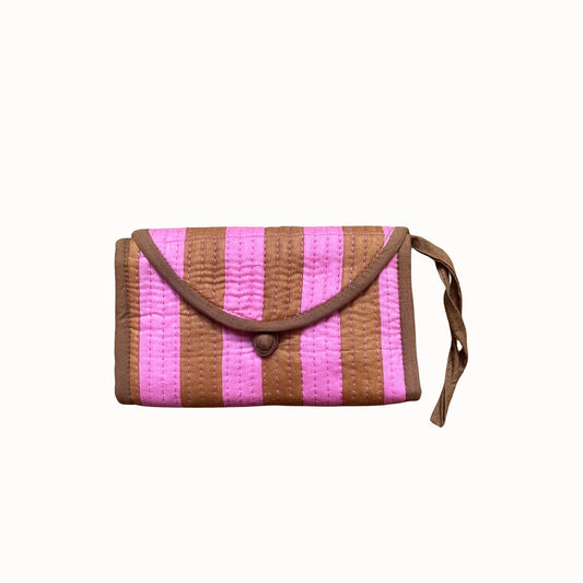 Pochette bijoux Anaya marron & rose