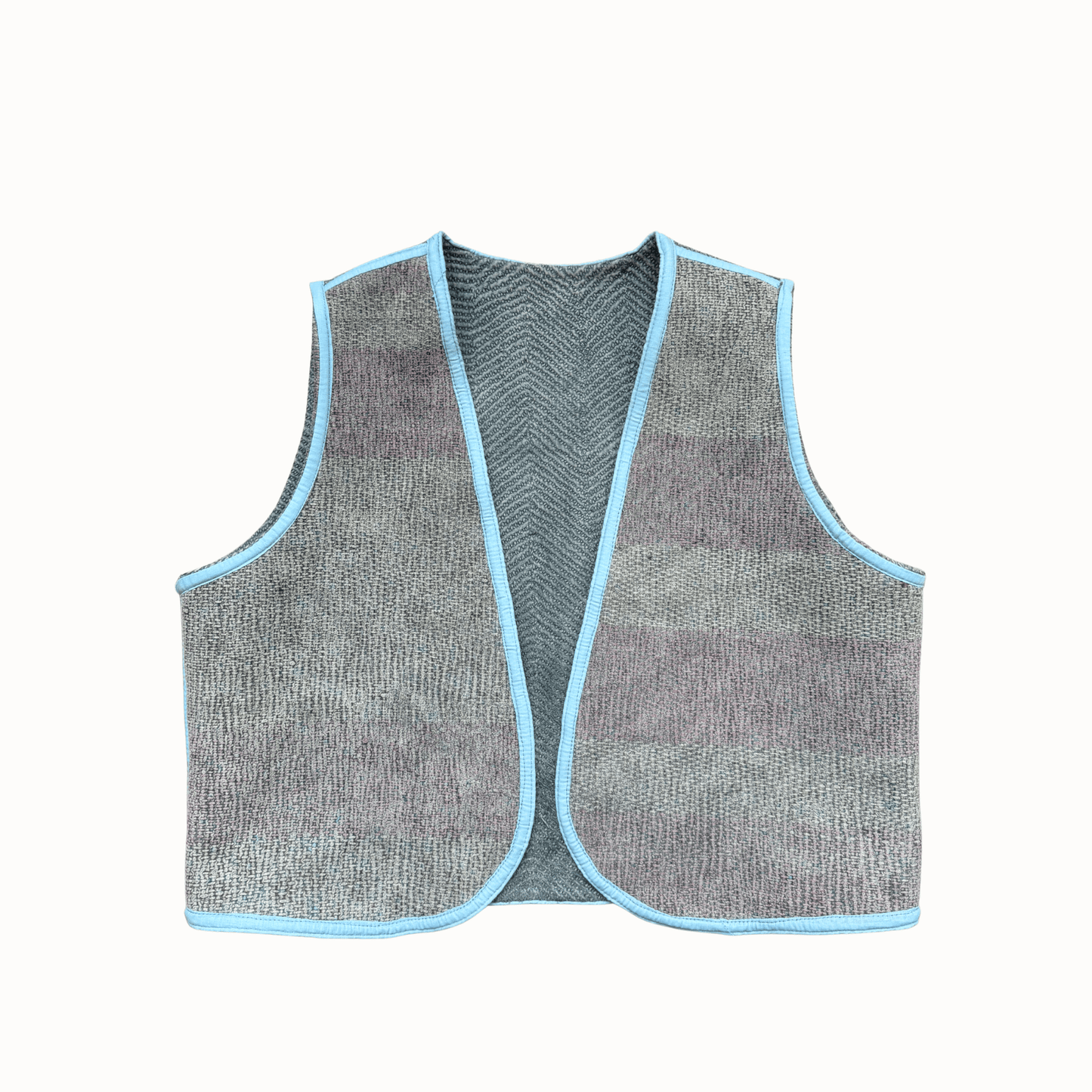 Gilet sans manches kantha Hindima bleu ciel