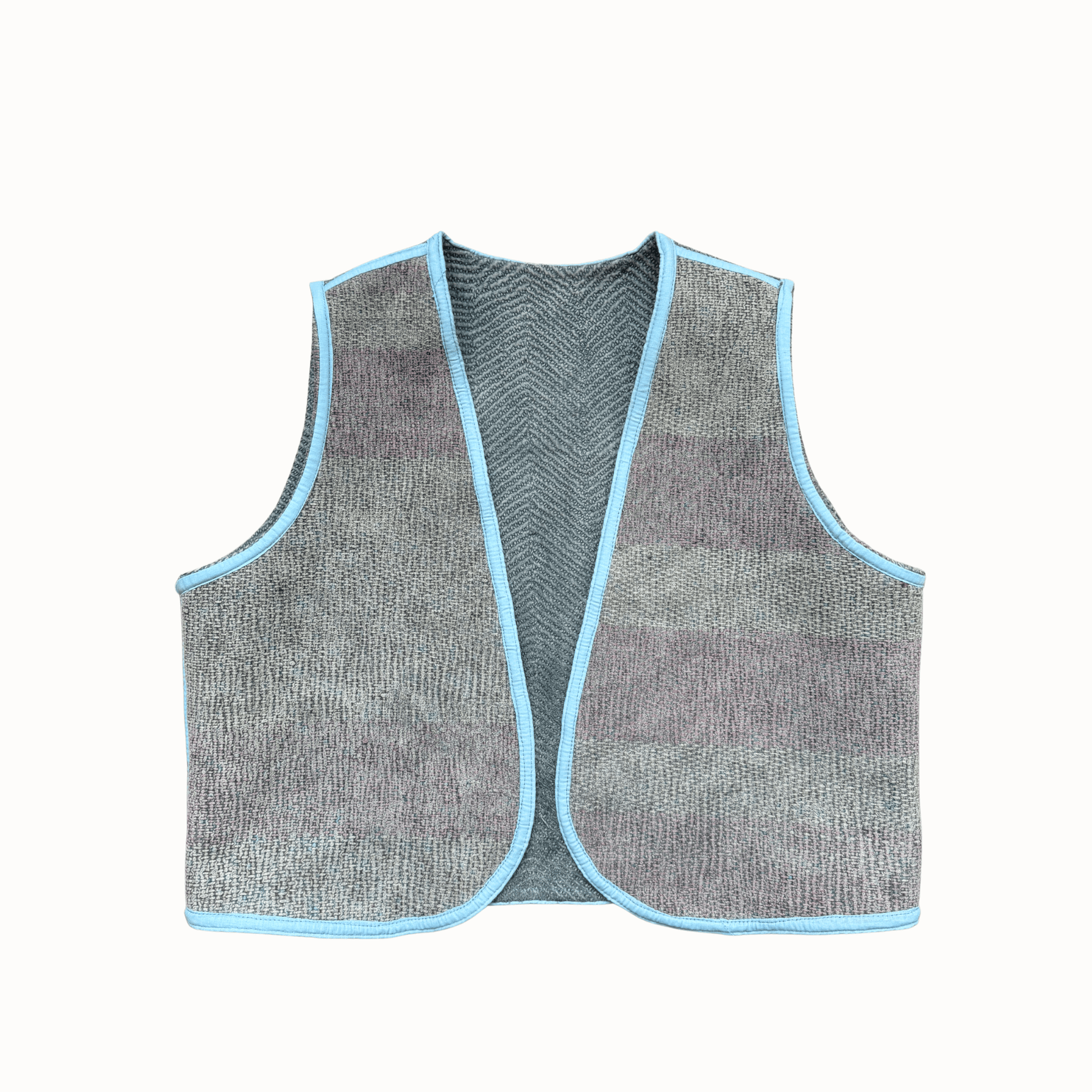 Gilet sans manches kantha Hindima bleu ciel