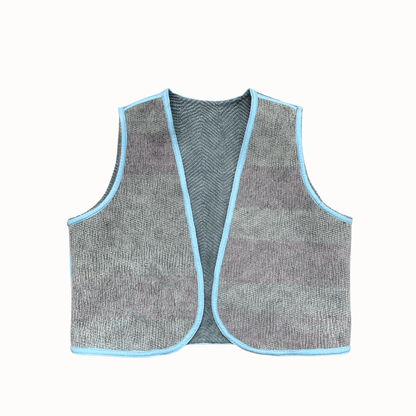 Gilet sans manches kantha Hindima bleu ciel