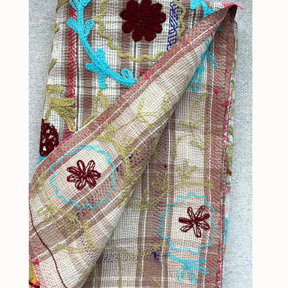 Plaid Kantha brodé