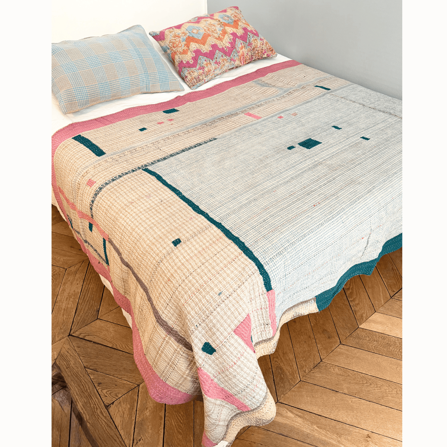 Plaid Kantha patch