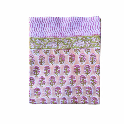 Paréo rose en block print Hindima