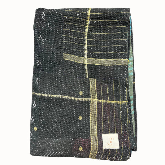 Plaid Kantha noir