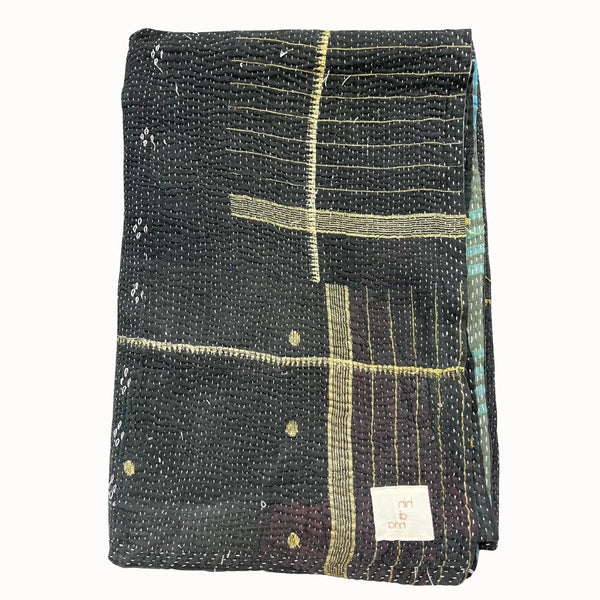 Plaid Kantha noir