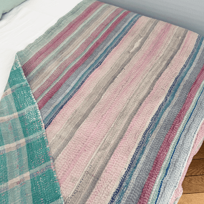 Plaid Kantha pink
