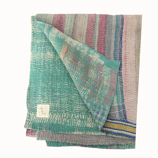 Plaid Kantha pink