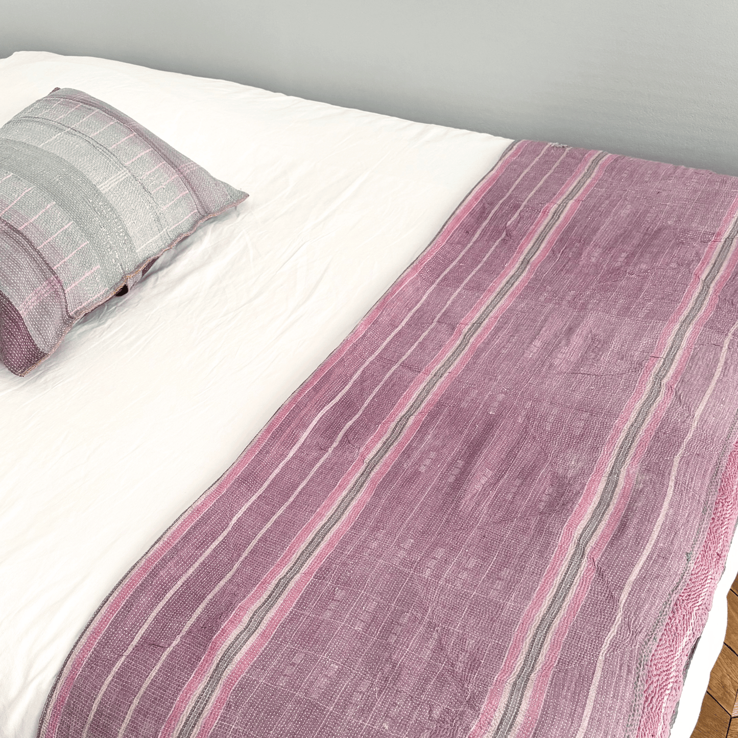 Plaid indien kantha rose