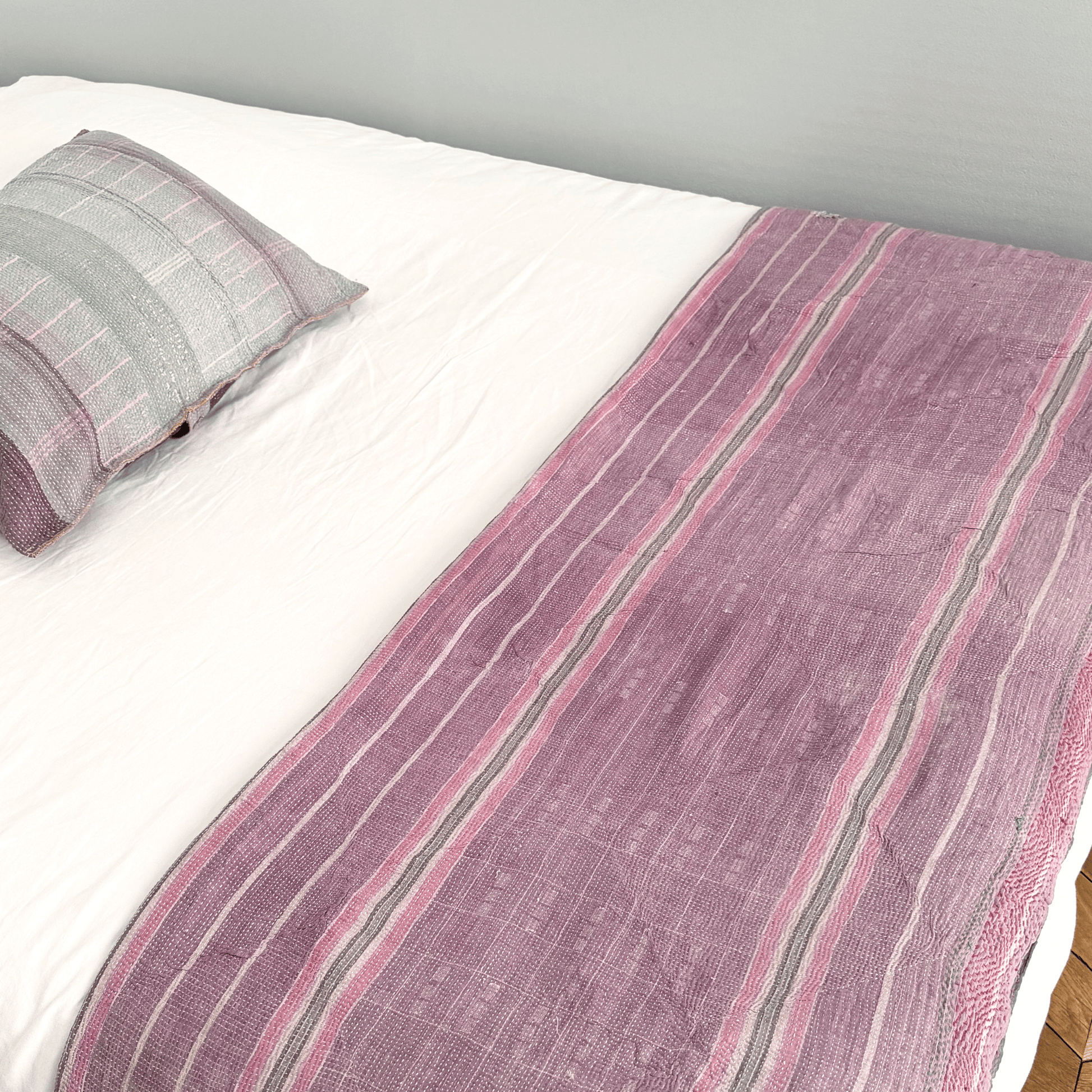 Plaid indien kantha rose