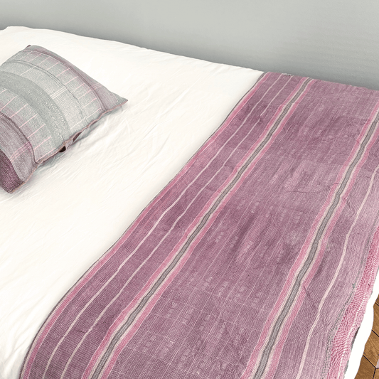 Plaid indien kantha rose