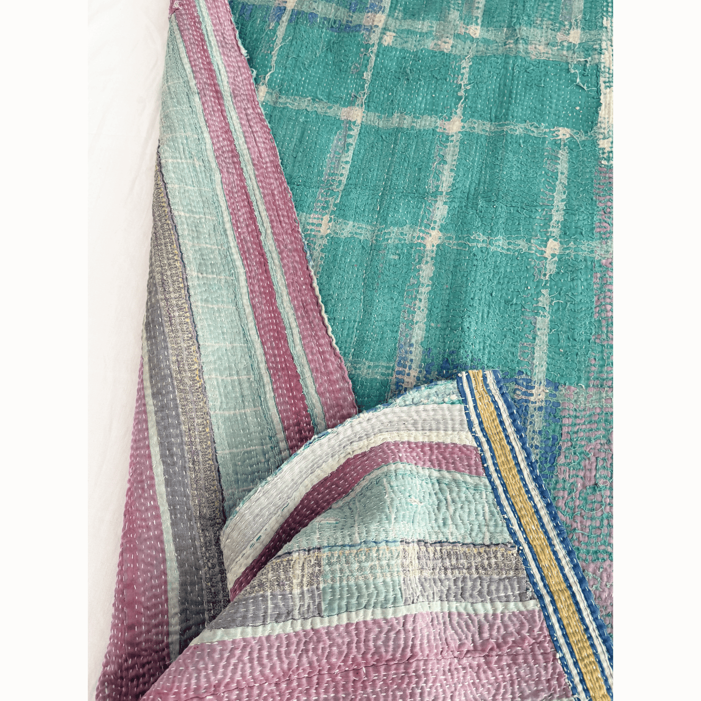 Plaid Kantha pink
