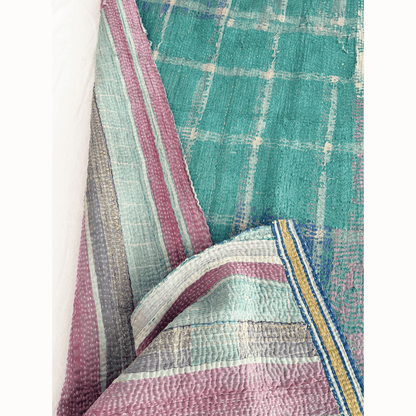 Plaid Kantha pink