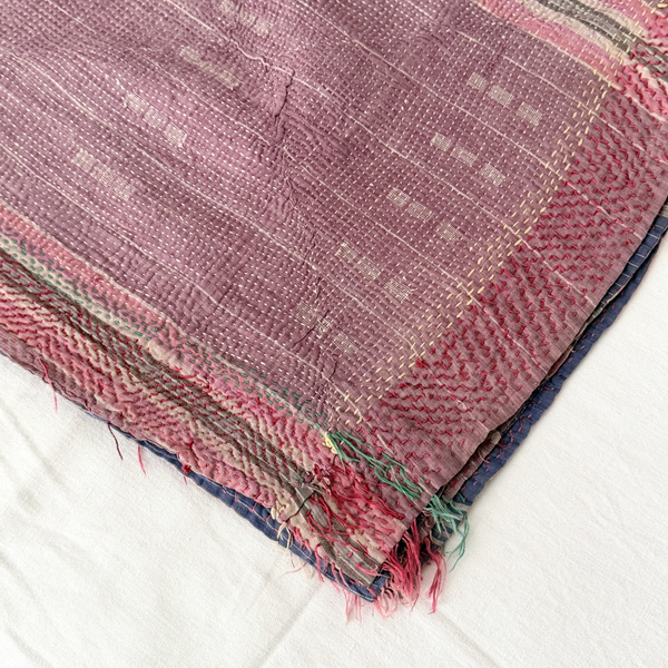 Plaid Kantha bleu