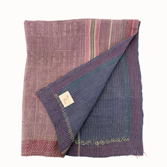 Plaid Kantha bleu