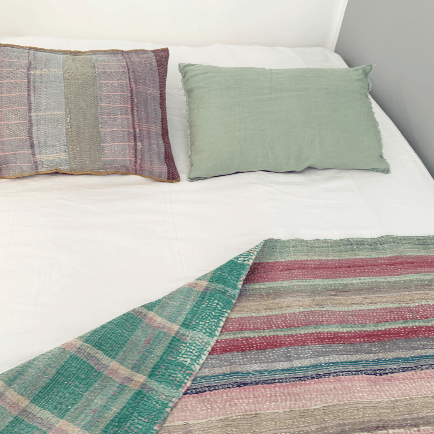Plaid Kantha pink