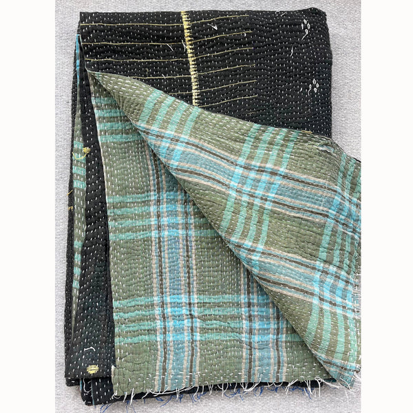 Plaid Kantha noir