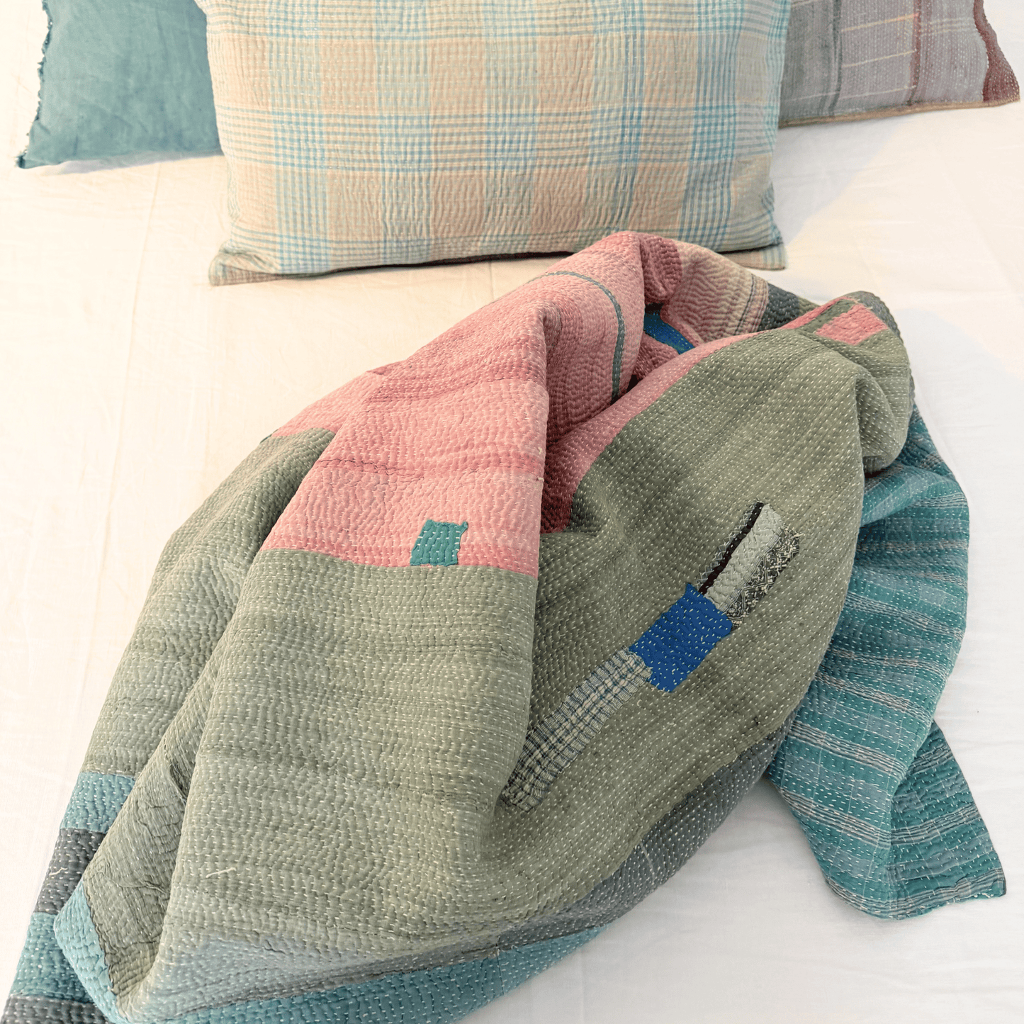 Plaid Kantha rayé