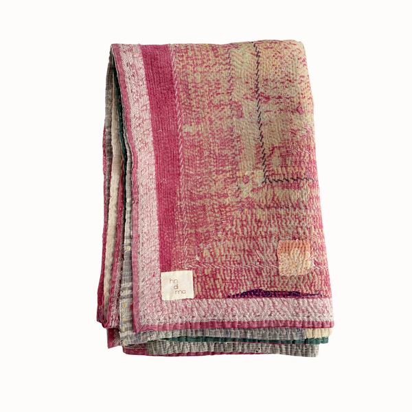 Plaid Kantha rose patch
