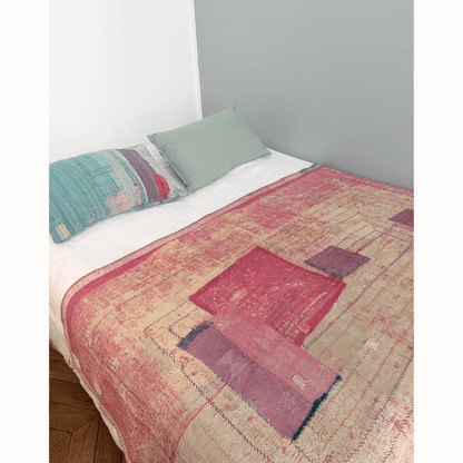 Plaid Kantha rose patch