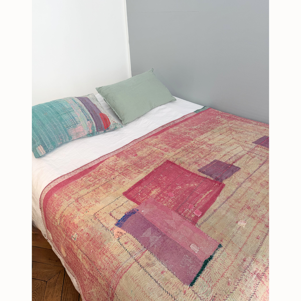 Plaid Kantha rose patch