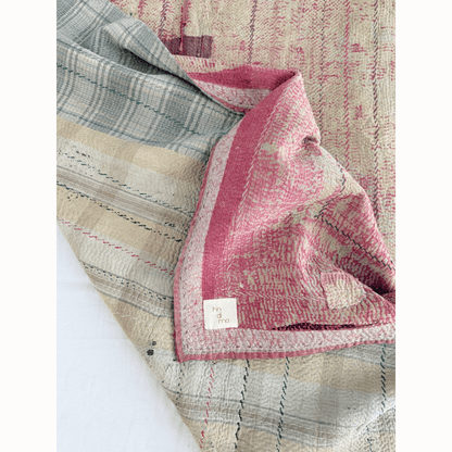Plaid Kantha rose patch