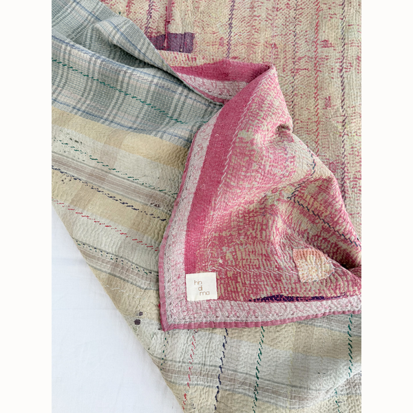 Plaid Kantha rose patch