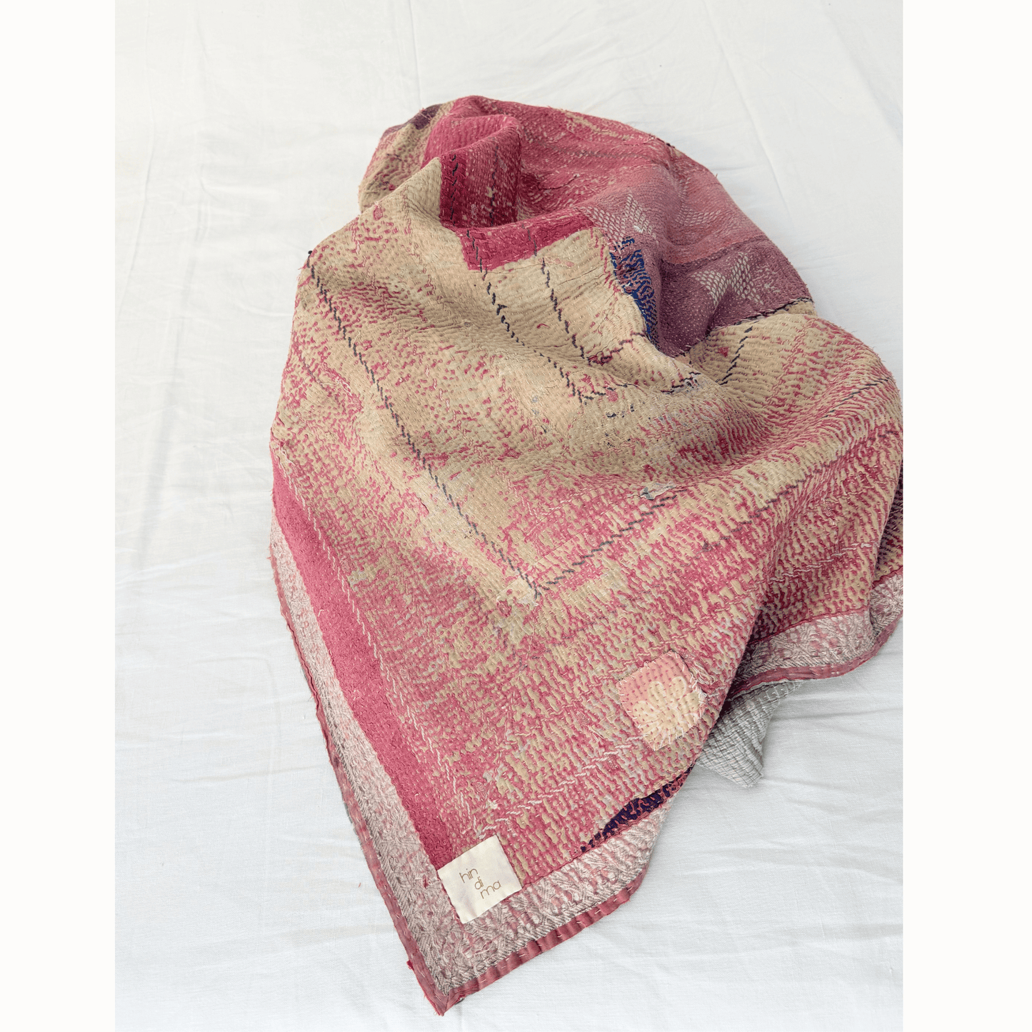 Plaid Kantha rose patch