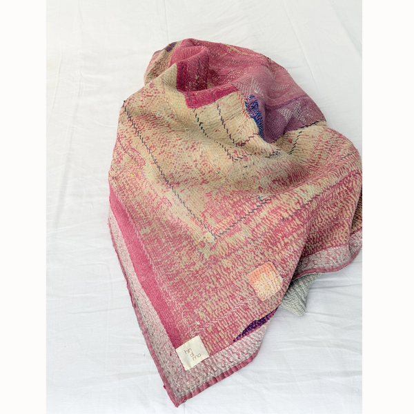 Plaid Kantha rose patch