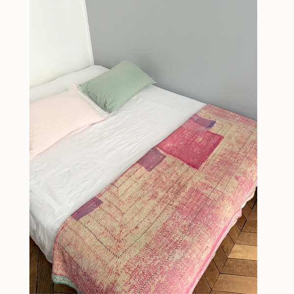 Plaid Kantha rose patch