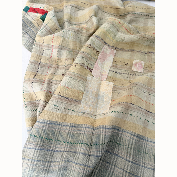 Plaid Kantha rose patch