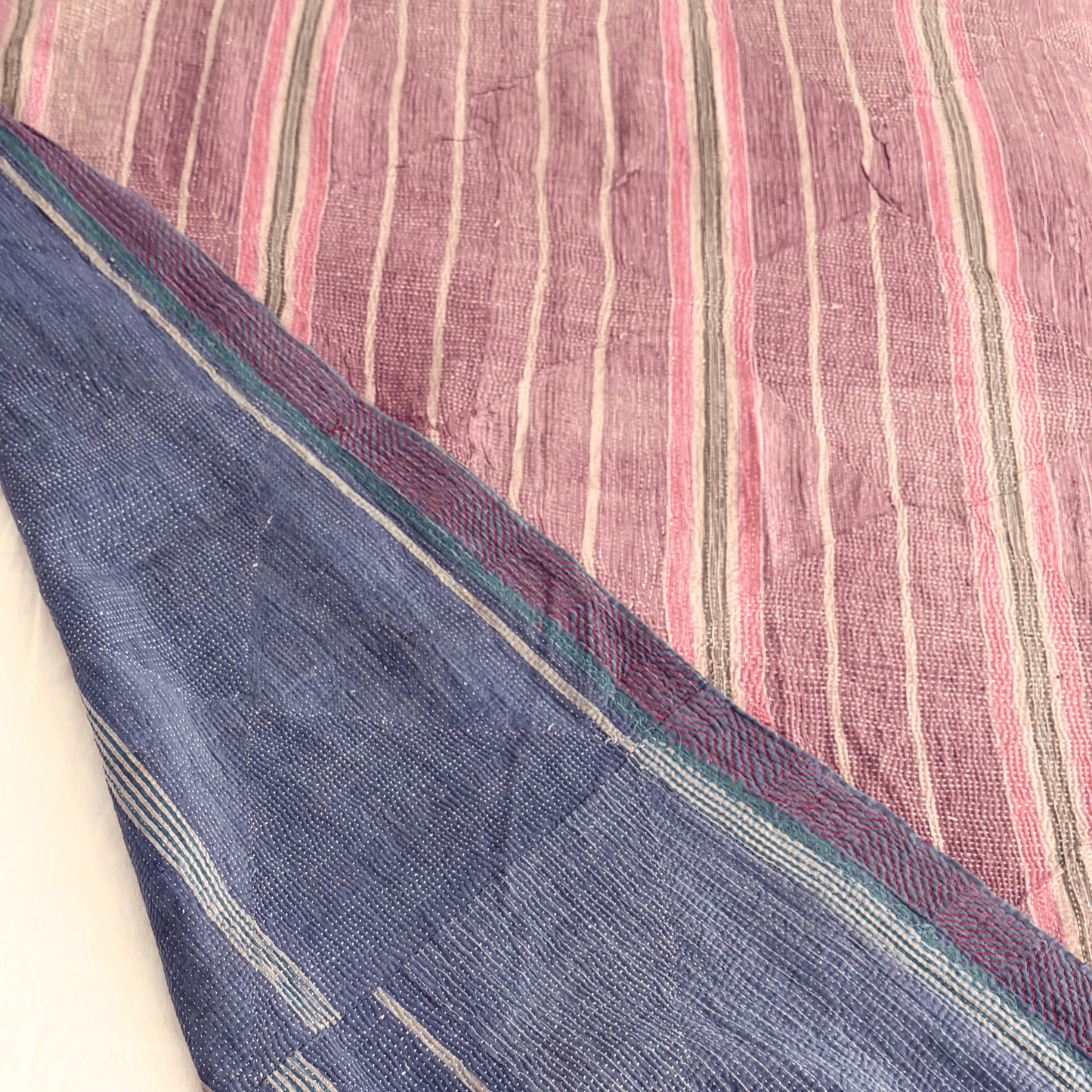 Plaid Kantha bleu