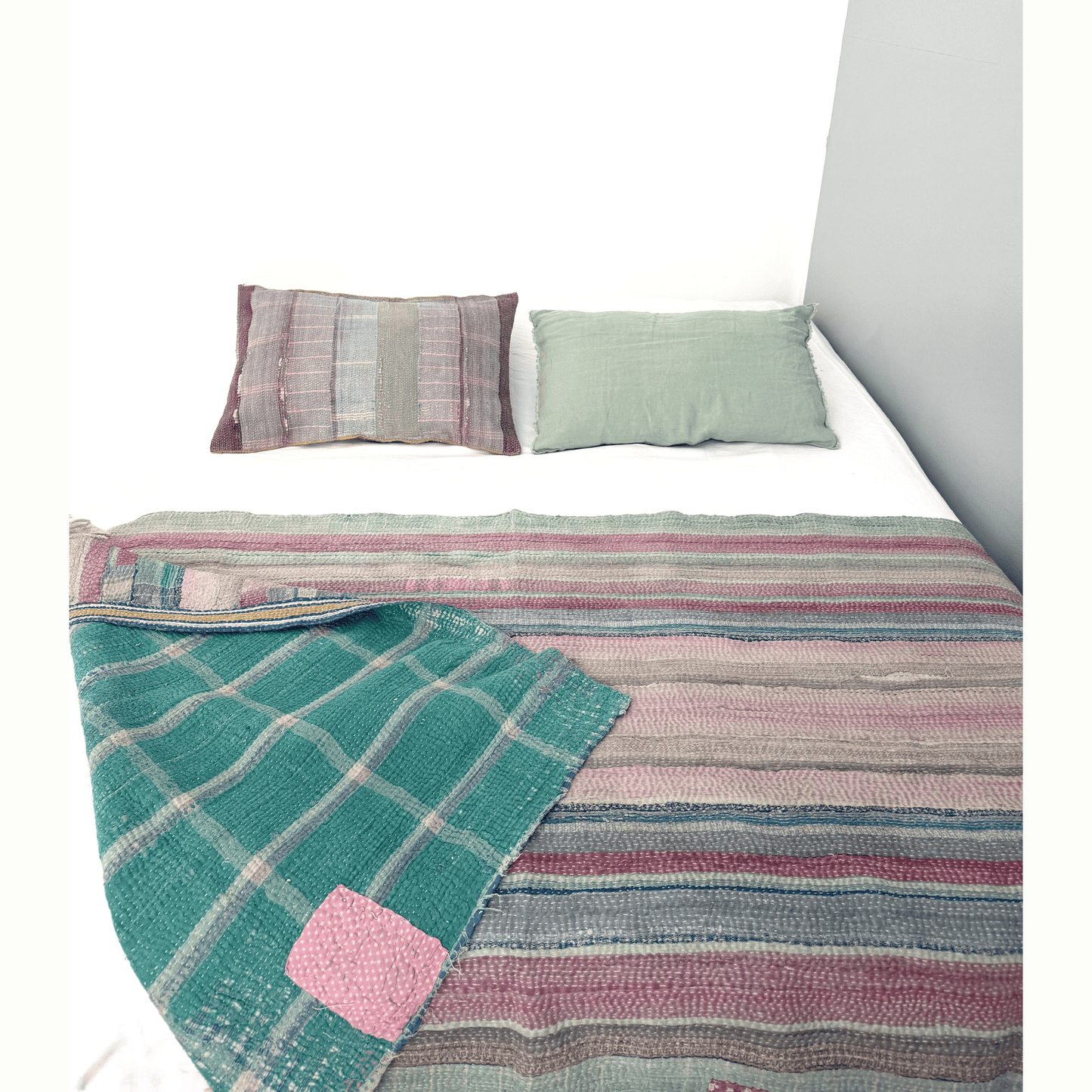 Plaid Kantha pink