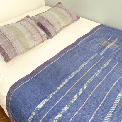 Plaid Kantha bleu