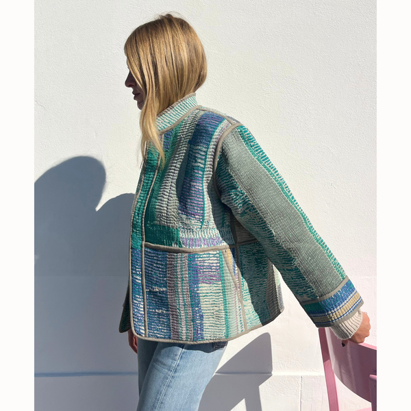 Veste India grise & verte