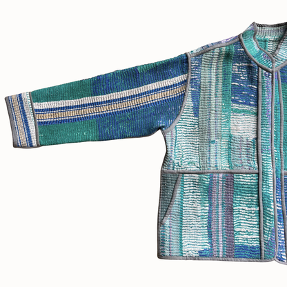 Veste indienne en kantha, pièce unique et réversible