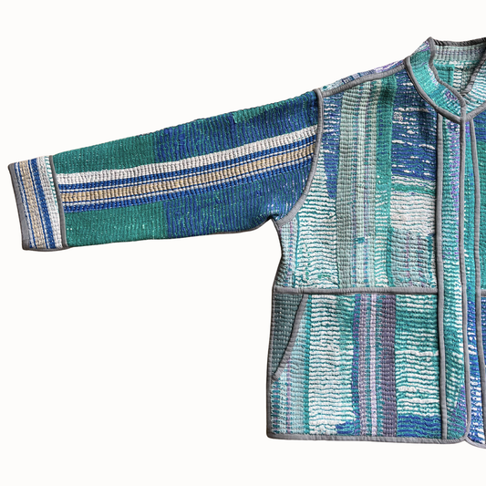 Veste indienne en kantha, pièce unique et réversible
