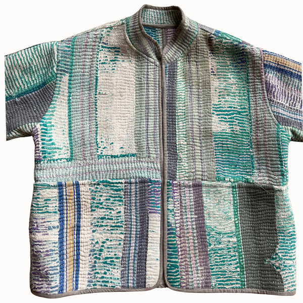 Veste India grise & verte