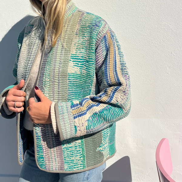 Veste India grise & verte