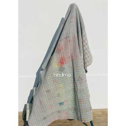Plaid Kantha gris